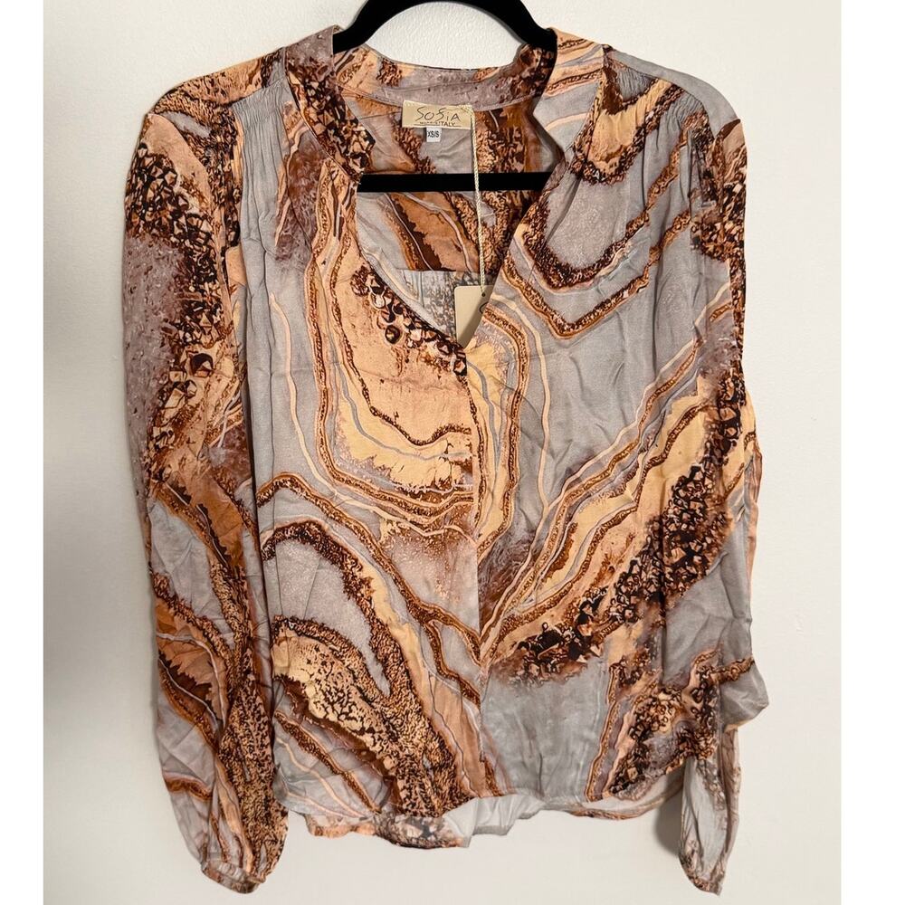 Sofia Madelyn Marbled Blouse Top NWT size XS/S $186